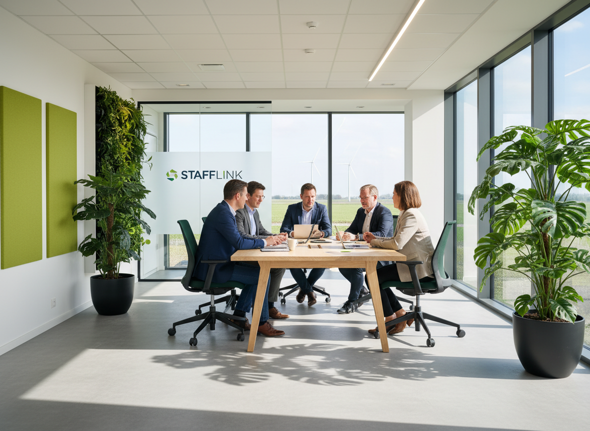 Professional team collaborating in a bright modern Hoofddorp office